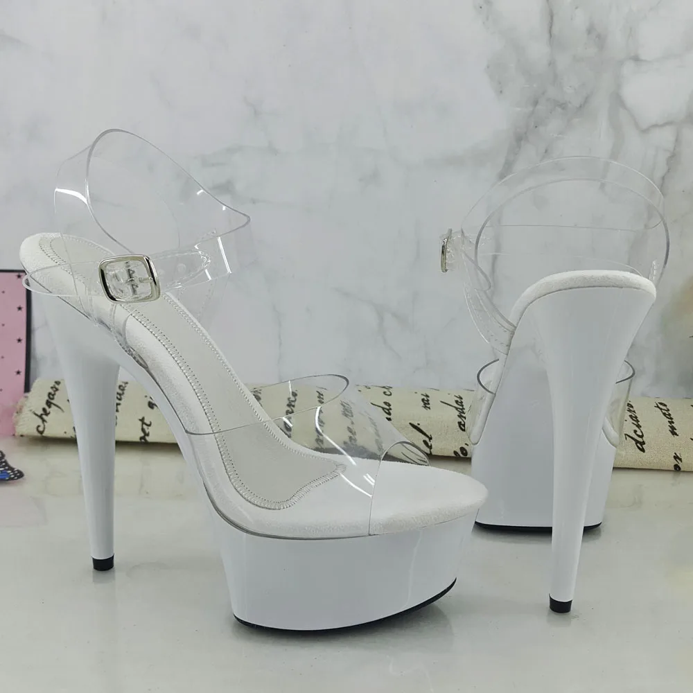 Leecabe 15CM/6Inch White Platform lady party High Heels Shoes Pole Dance Shoes