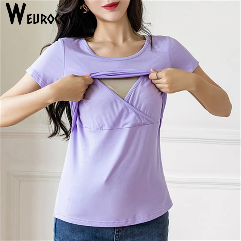 

Топы для беременных 2023 Летний Новый Стиль удобная свободная туника с коротким рукавом для кормящих мам Топ для грудного вскармливания беременных