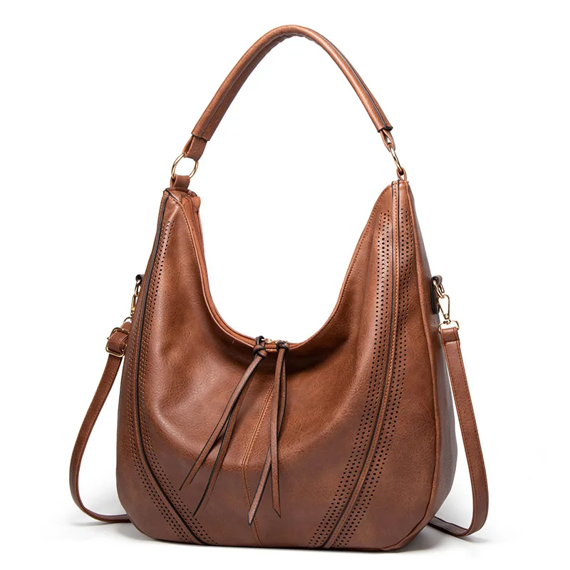 

2022 PU leather Retro Women's Shoulder Bags Luxury Design Euro style women's soft bags big capacity messenger bags solid color