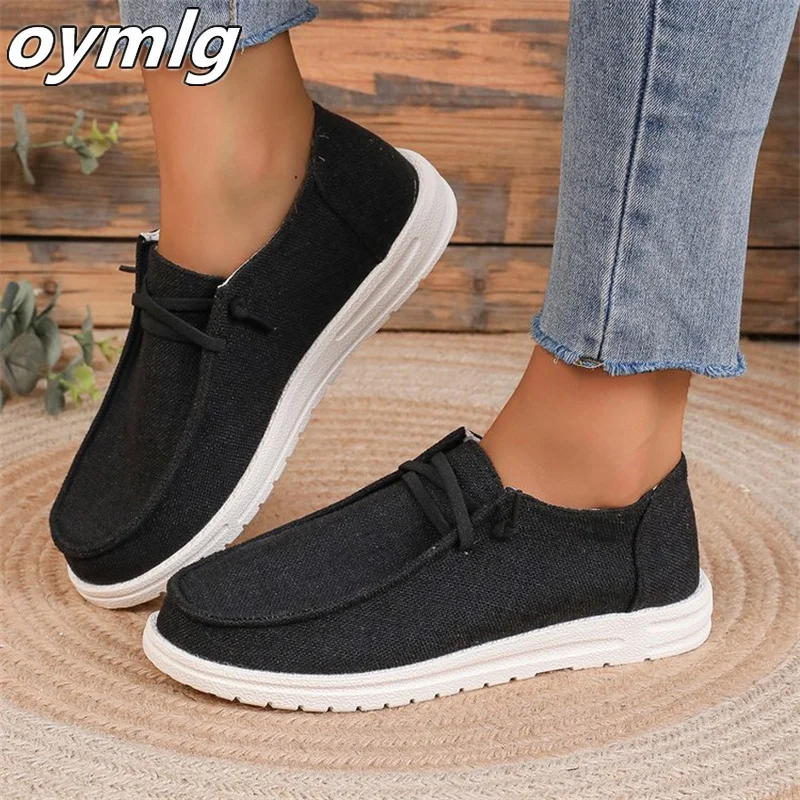

Oversized low top lace up canvas shoes for women's flat bottomed retro lazy skates sneakers women Spring/Autumn