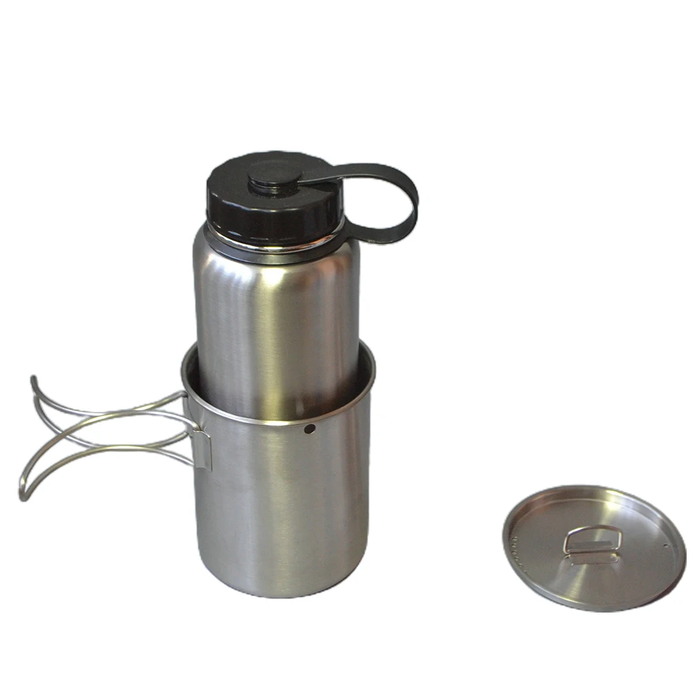 

Best Selling Kettle Water Bottle Camping Coffee Cup Cycling Hiking Kit Outdoor Picnic Set Stainless Steel Useful