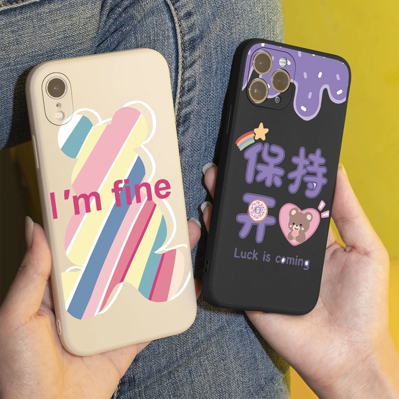 

Luxury keep happy text Phone Case For iPhone 13 12 Pro Max X XR 11 Pro XS Max 7 8 6s 6 Plus SE2 Case Soft Silicone Cover