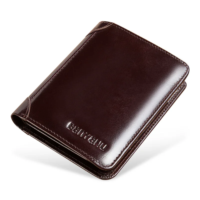 Short Genuine Leather Wallet For Men Vintage RFID Blocking Card Holder Male MultiFunction Male Coin Purses Luxury Money Wallet