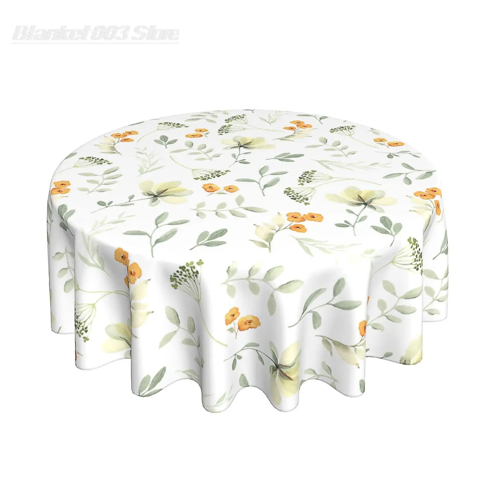 

Spring Leaf Floral Tablecloth 60 Inch Round Rustic Watercolor Leaves Tablecloths Waterproof Fabric Farmhouse Table Cloth
