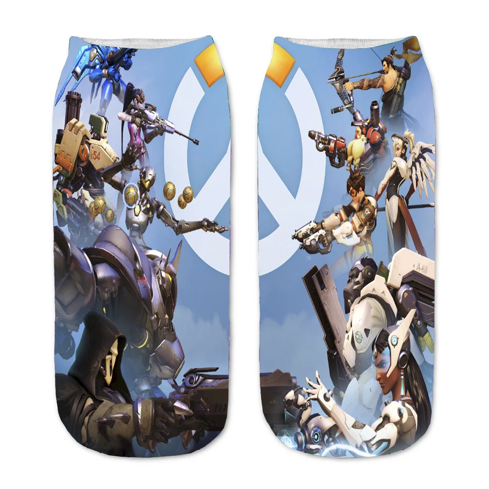 Носки с рисунком Аниме игра OW 3D DVA Мультяшные Прямые мужские женские короткие