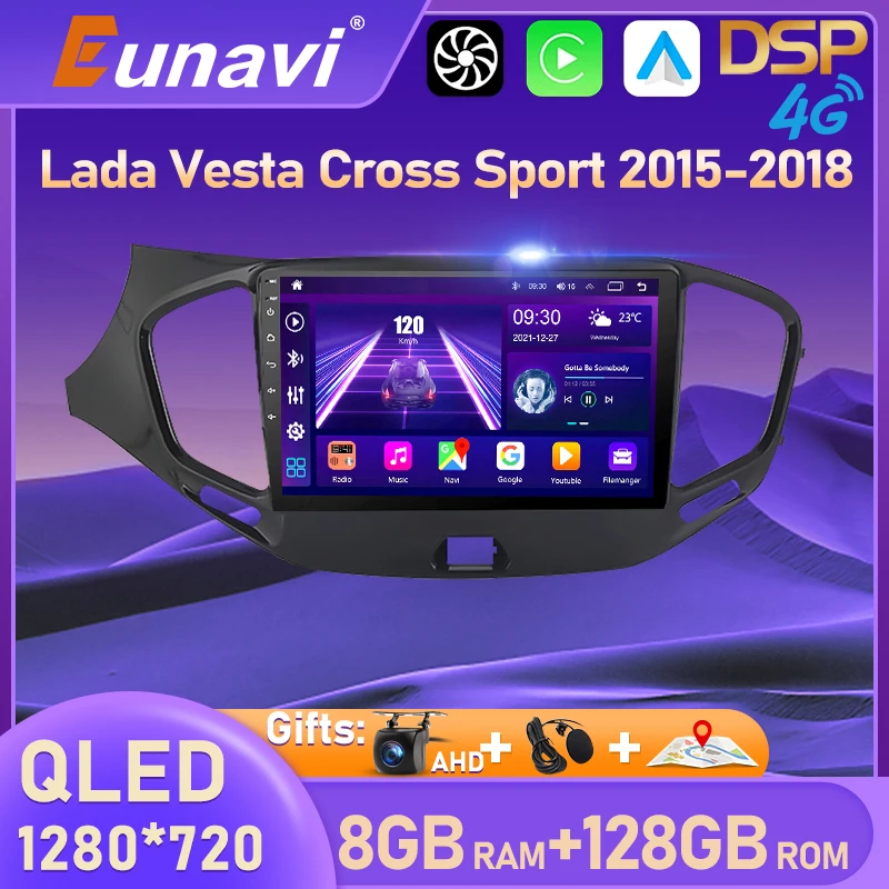 Eunavi 2 Din Android 10 Автомобильный мультимедийный видео плеер для LADA Vesta Cross Sport 2015 - 2018