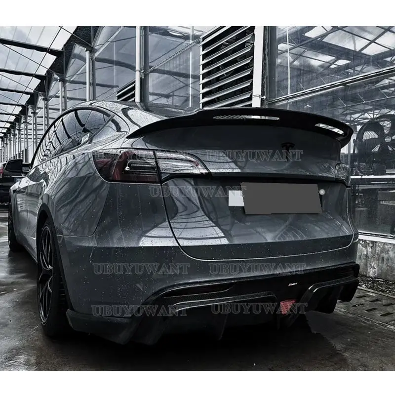 

Для Tesla модель Y Задняя Крышка багажника спойлер крыло реальный глянцевый черный Автомобильный задний откидной клапан отделка откидной крышки сплиттер губа кузов комплект