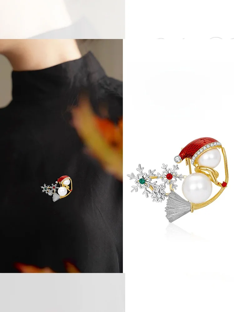 Christmas Brooch Women's Light Luxury High-Grade Exquisite Fashion Decorative Pin Snowflake Small Gift Accessories