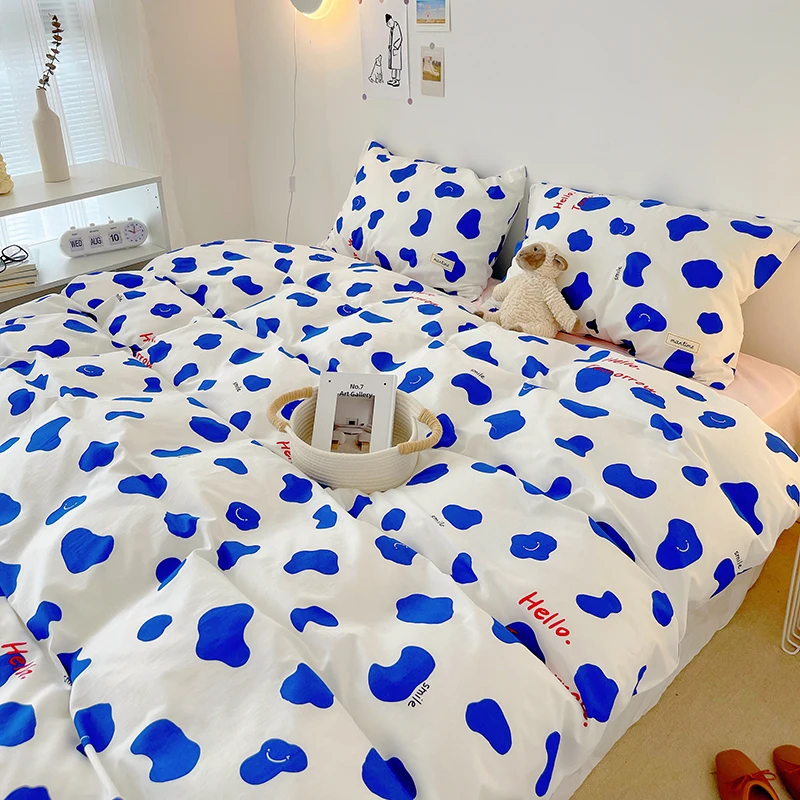 

Пододеяльник из чистого хлопка, голубого молочного цвета, пододеяльник для детей, пододеяльник в европейском и корейском стиле, покрывало и...