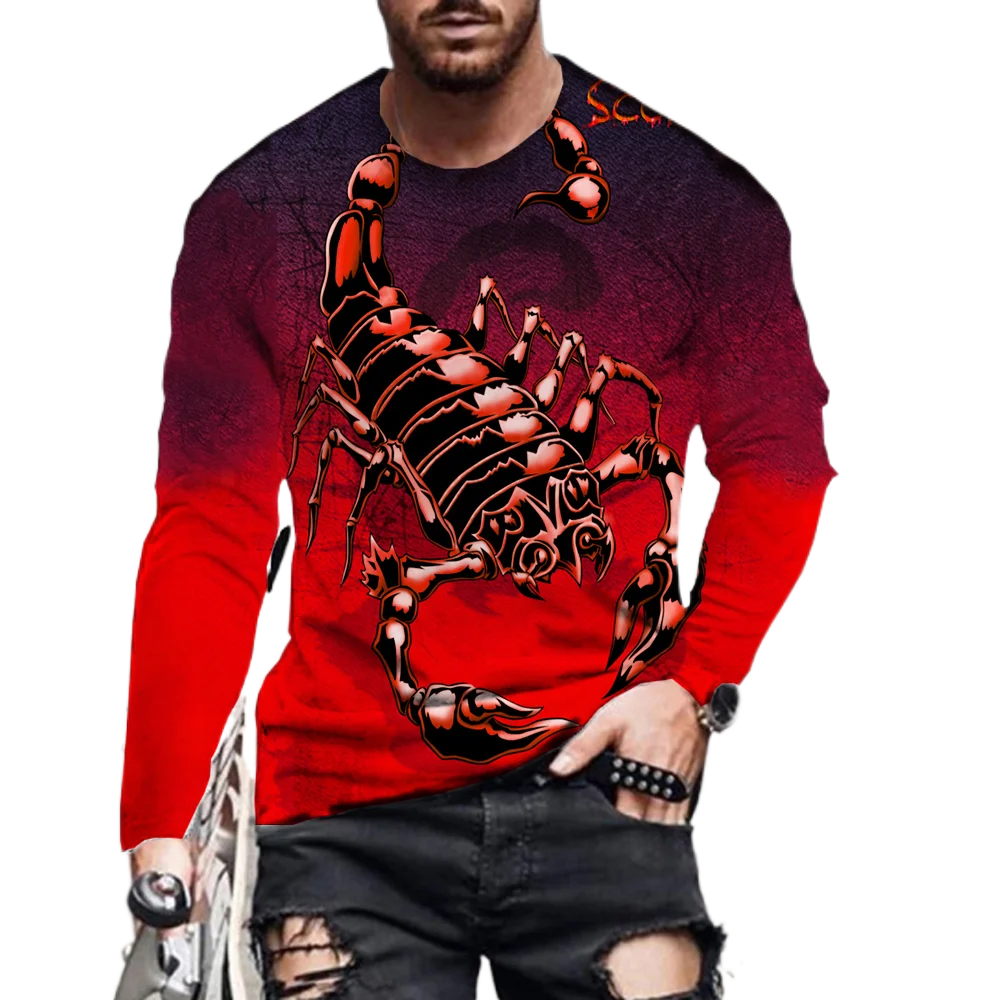 

2022Green3D Print Long Sleeve T Shirt Men Women Scorpion Print Streetwear Hip Hop T Shirts