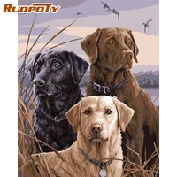 ruopoty picture by numbers for adults children running dogs animal painting home living room decors artwork 60x75cm framed