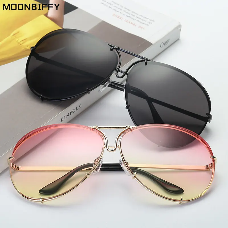 

2022 New Fashion Pilot Sunglasses Women Oversized Luxury Sun Glasses for Female Cool Mirror Vintage Lady Gradient Shades UV400