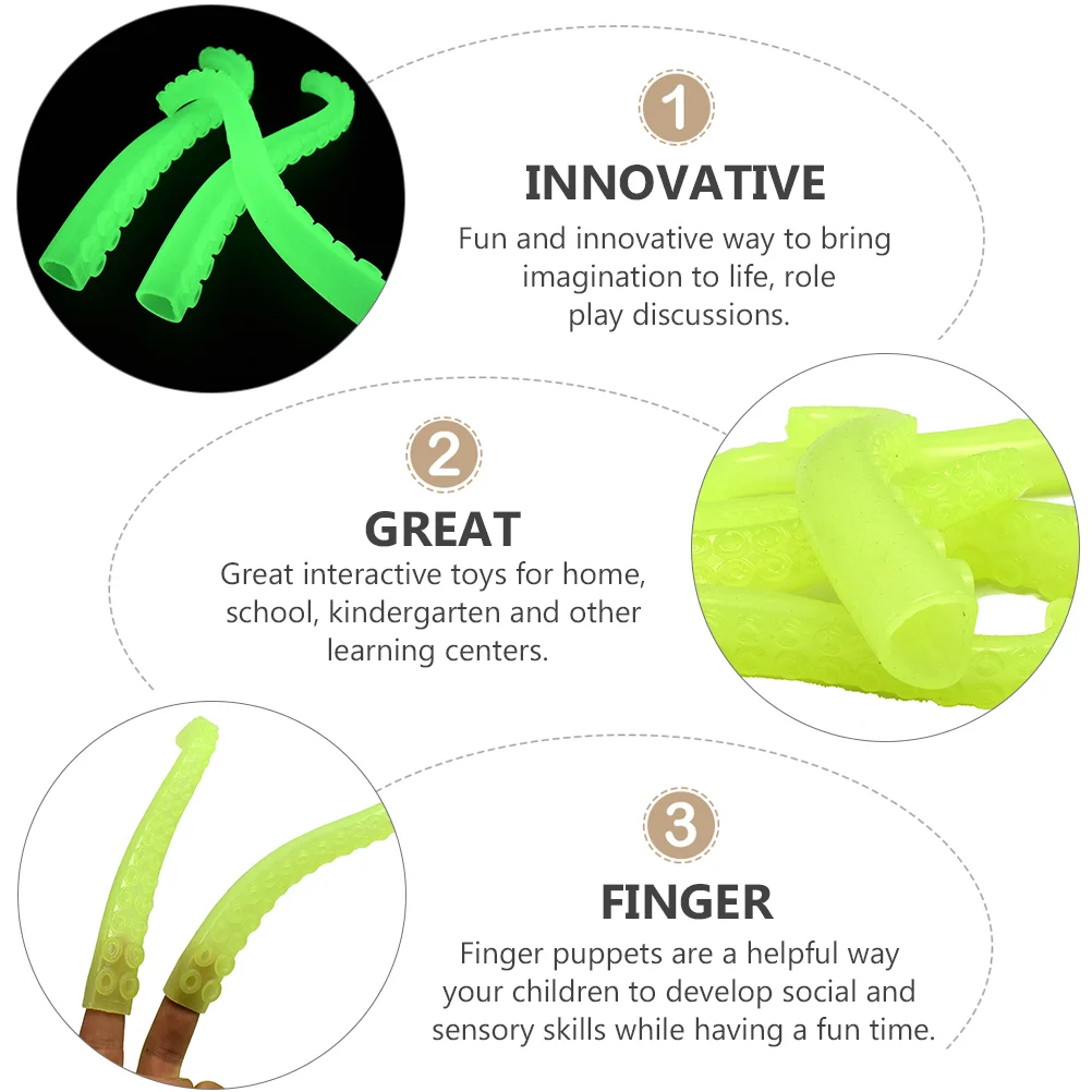 Светящийся гудок-Осьминог Забавный чехол на палец ТПР мягкий клей светящийся