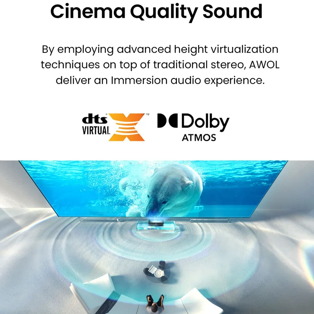 Фото Лидер продаж: Лазерный проектор AWOL 3000 3500 Pro Ultra Short Throw 4K для домашнего кинотеатра, HDR10+, 3D, с тройным лазером 4K №1