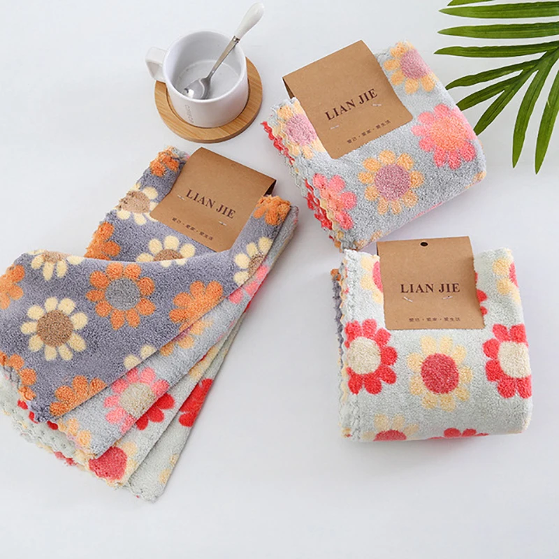 Soft Coral Velvet Dishwashing Cloth Colorful Absorbent Dishc