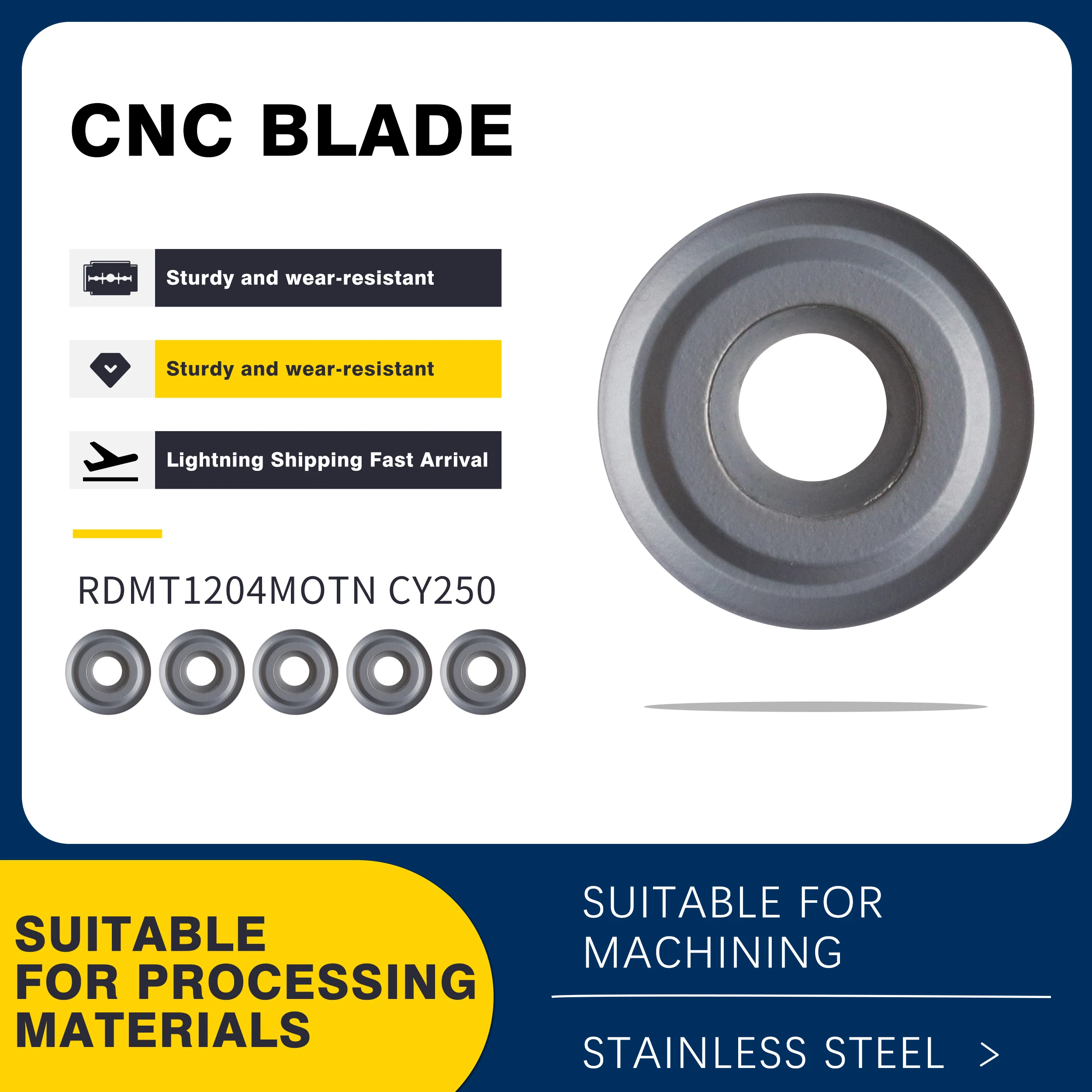 

RDMT0802MOTN CY250 RDMT10T3MOTN CY250 Milling Cutter RDMT1204MOTN CY250 CNC Lathe Tool Milling Turning Tools Round Shape Inserts