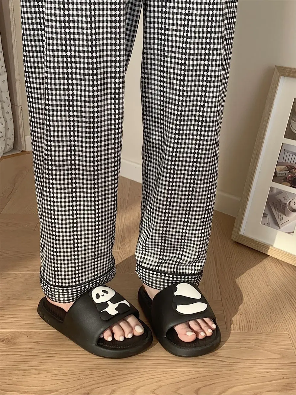 Kawaii Panda Slippers Women's Summer Slides Mules Shoes Unisex Home EVA Slippers Woman Cozy Flip Flops Animal Garden Beach Shoes