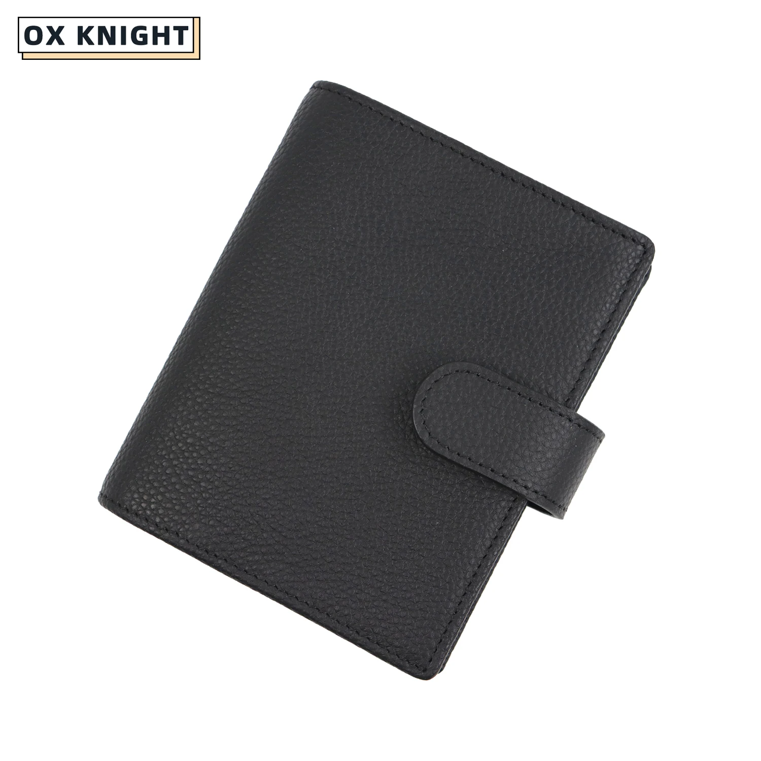 OX KNIGHT 100% Genuine Leather Notebook A8 Size Rings Planner Pebbled Grain Cowhide Wallet Multifunctional Journal Notepad