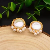 2022 new classic 925 sterling silver large baroque pearl stud earrings sterling silver hotsale gift for women original jewelry