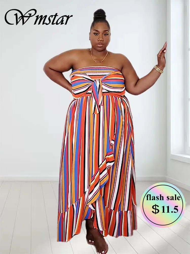

Wmsar Plus Size Dresses Women Summer Clothes 2023 Sexy Off Shoulder Full Length Maxi Dress Club Outfits Wholesale Dropshipping