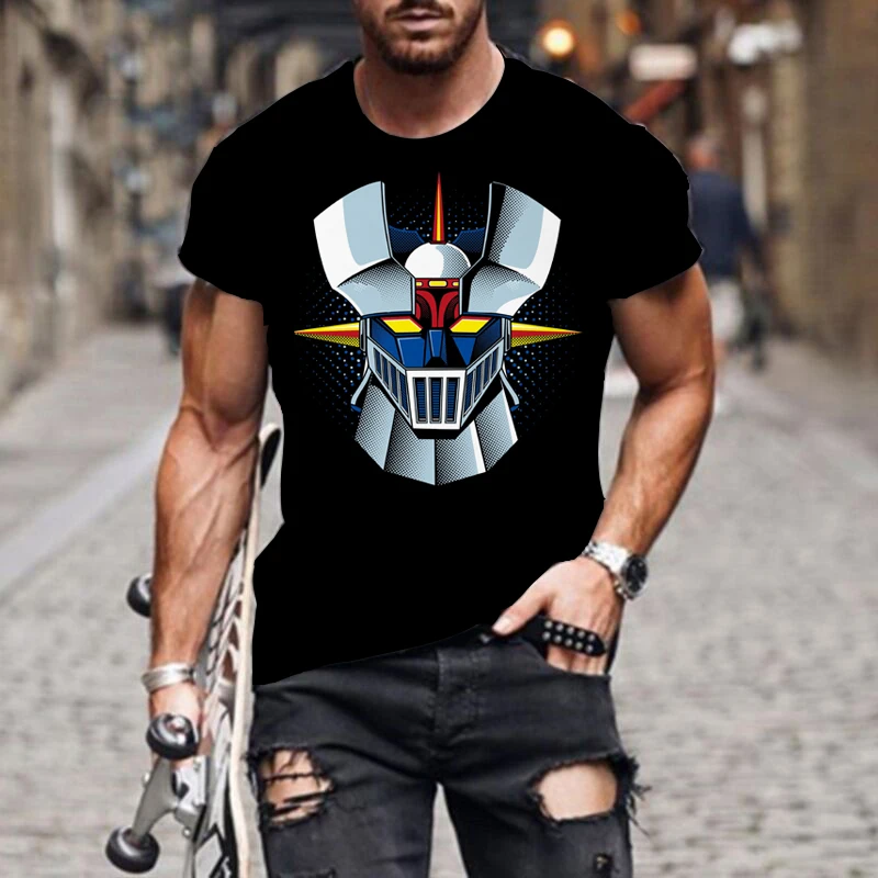 

2021 mazinger z anime movie robot streetwear 3d print t-shirt men's fashion casual t-shirt kids boys girls t-shirts