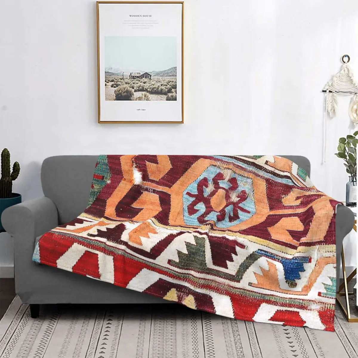 

Одеяло Konya 18 века с принтом центрального анатолина килима, богемное винтажное покрывало в стиле бохо, мягкое теплое покрывало для дивана, фл...