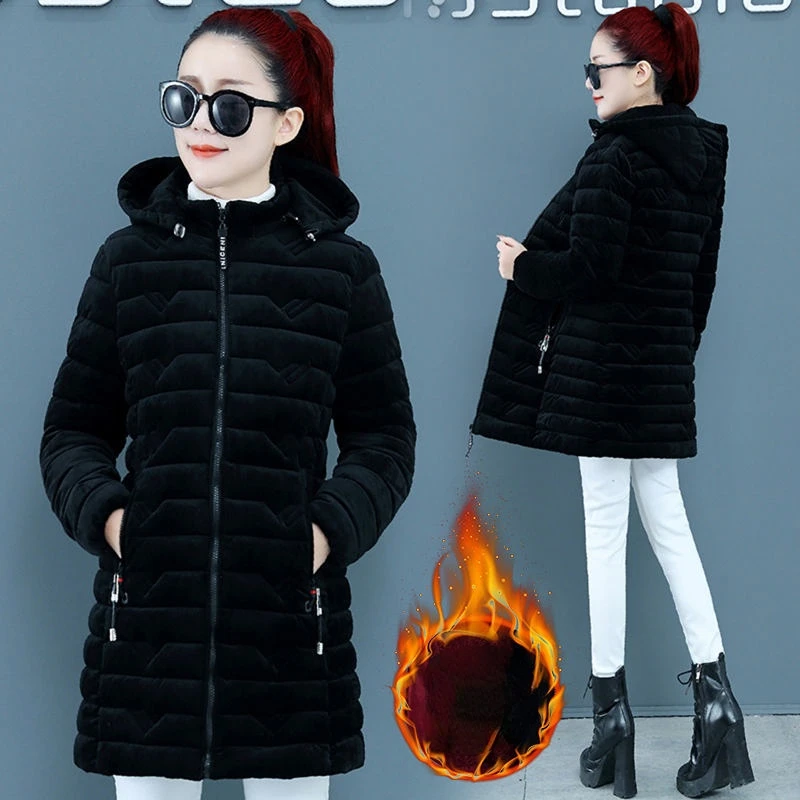 New Winter Coats for Women Corduroy Cotton Jacket Fur Lined Coat Parkas Thicken Keep Warm Oversize Korean Fashion