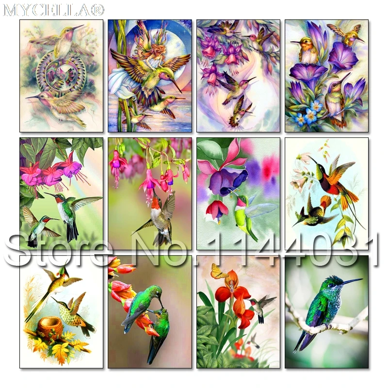

Flowers Hummingbird Full 5d Diy Diamond Painting Jewelry Cross Stitch Complete Kits Mosaic Embroidery Home Decoration Art Gift