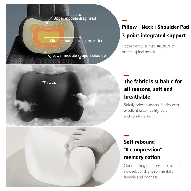 Для Tesla автомобильная поддержка спины подголовник подушка для шеи хлопковая