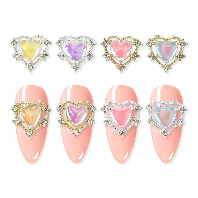 3 шт., подвески для ногтей в форме сердца