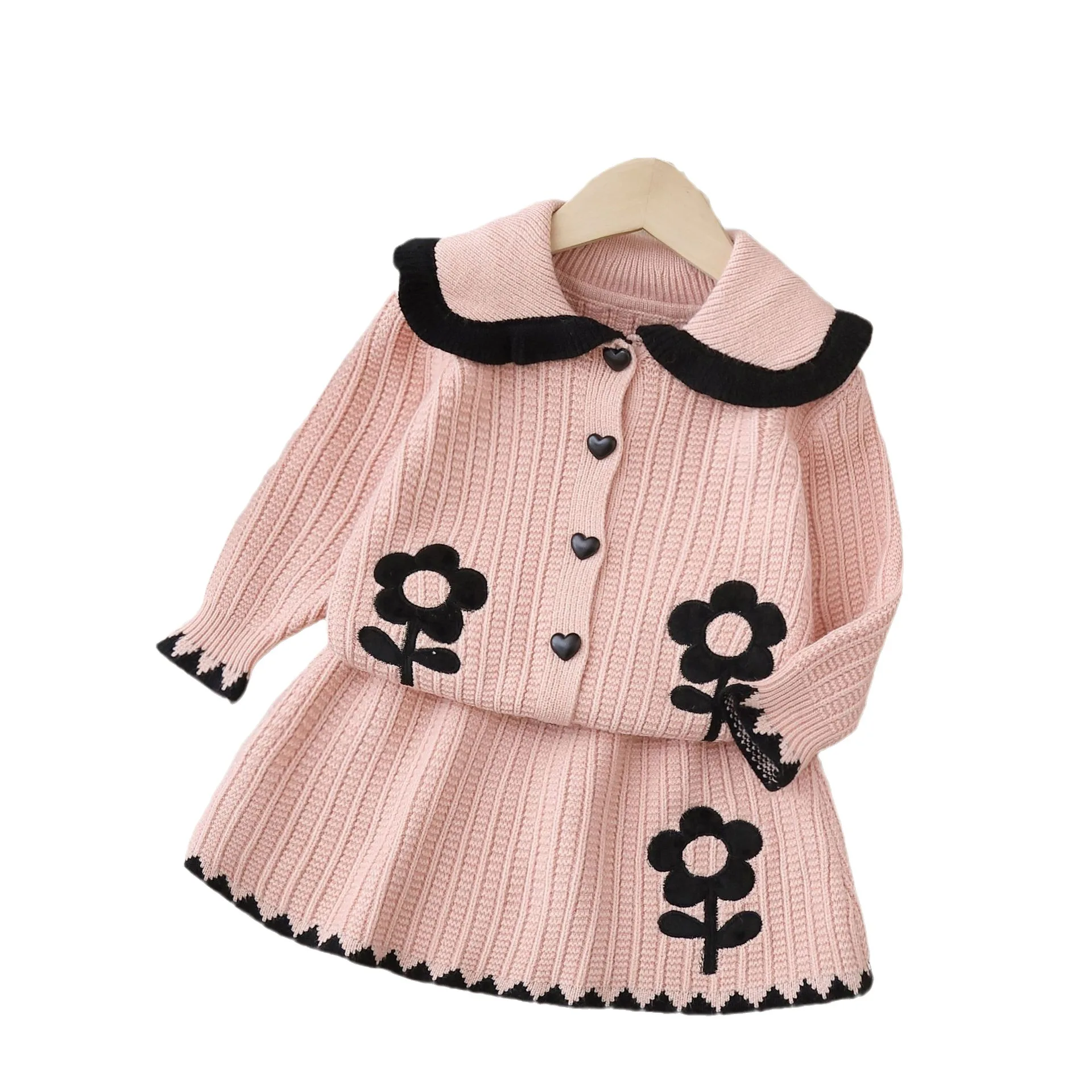 Комплекты одежды из шерстяной Джерси для девочек весна-осень 2024 детские вязаные