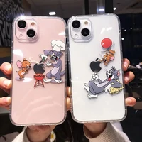 bandai funny creative cat and mouse tom and jerry clear silicone case for iphone 7 8plus xr xs xsmax 11 12 13 pro max case