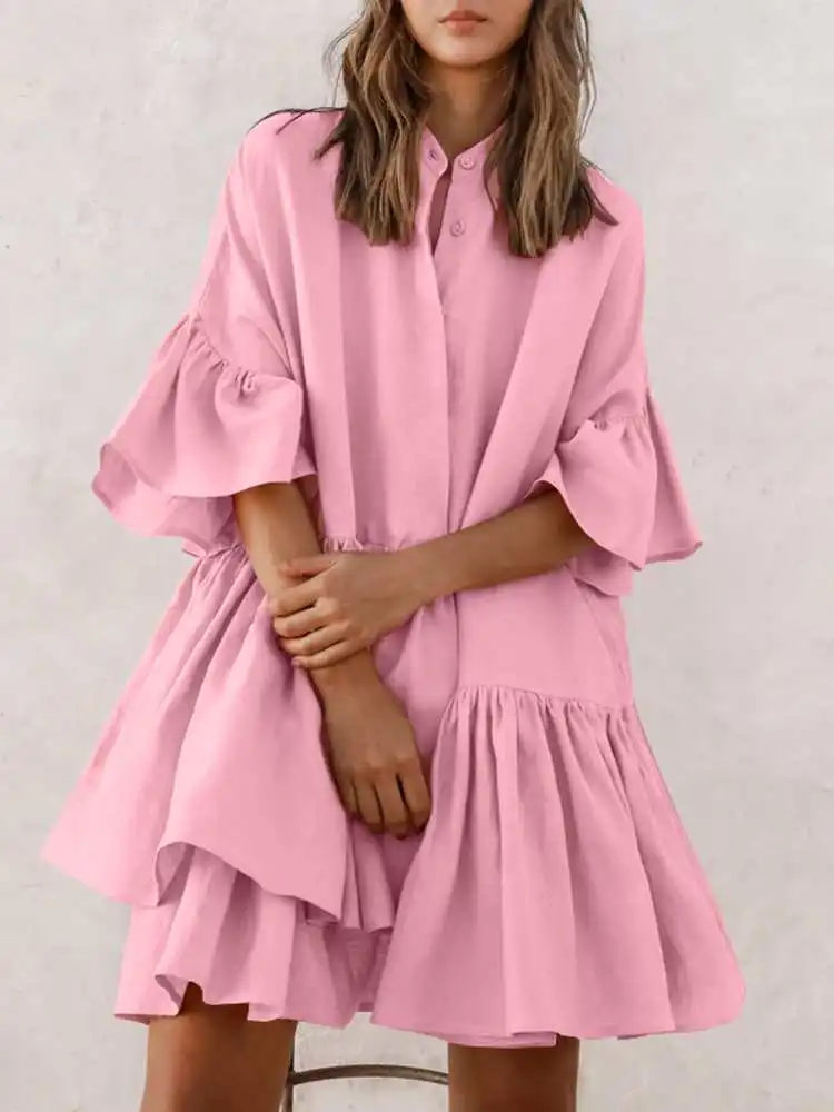 

Повседневный свободный женский сексуальный мини-сарафан Celmia с полурукавами, летнее богемное платье с оборками, 2022