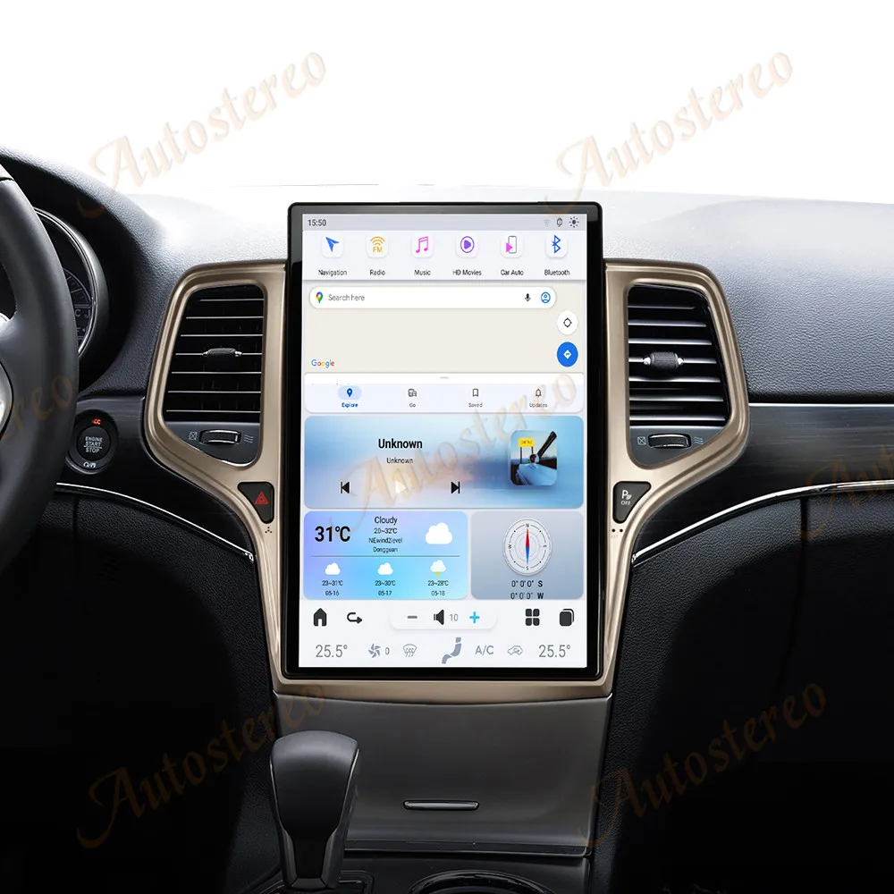 

14,4-дюймовый Android 8 + 128 ГБ для JEEP Grand Cherokee 2010-2021 Tesla Style Автомобильный GPS-навигатор Мультимедийный плеер Радиолента Головное устройство