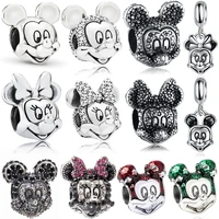 silver color mickey mouse charms bracelet women fit original pandora bangle men disney minnie beads for jewelry making accessory