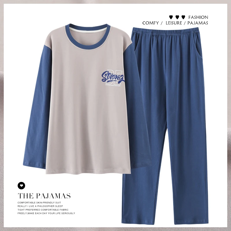 

Пижамный комплект мужской с эластичным поясом, одежда для сна из хлопка, свободная ночная рубашка с длинным рукавом, домашняя одежда для отдыха, Осень-зима