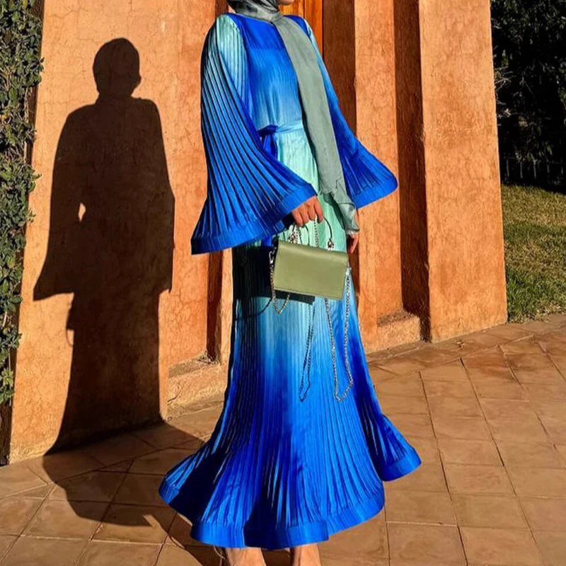 Новое модное длинное платье с высокой талией и градиентным принтом женское