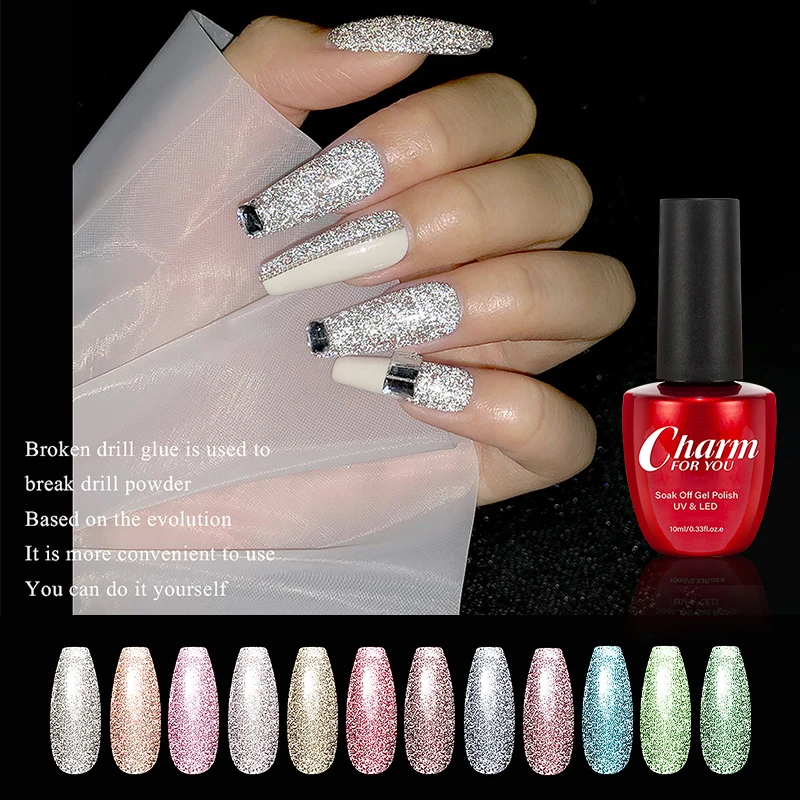 

Блестящий Гель-лак для ногтей, зеркальный фотоотражающий полуперманентный лак для ногтей 10 мл для маникюра, требует базового и топового покрытия