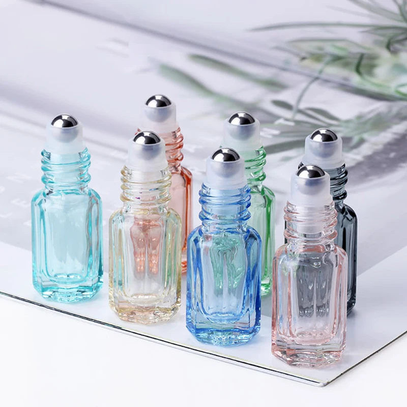 

3ml/6ml/10ml Colorful Octagonal Glass Ball Bottle Sealed Portable Essential Oil Perfume Sample Walk Bead Separate Bottling
