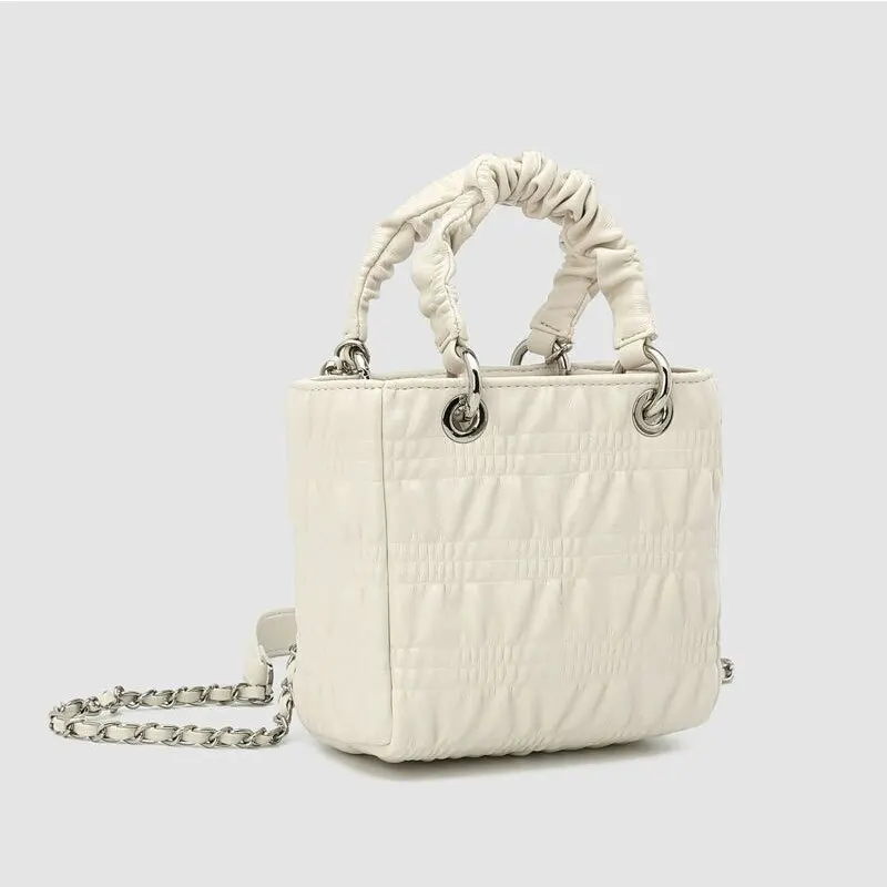 

2022 Summer New Ladies Handbag Simple Pleated Design Women's Small Tote Bag High Quality Chain Shoulder Crossbody Bag Female