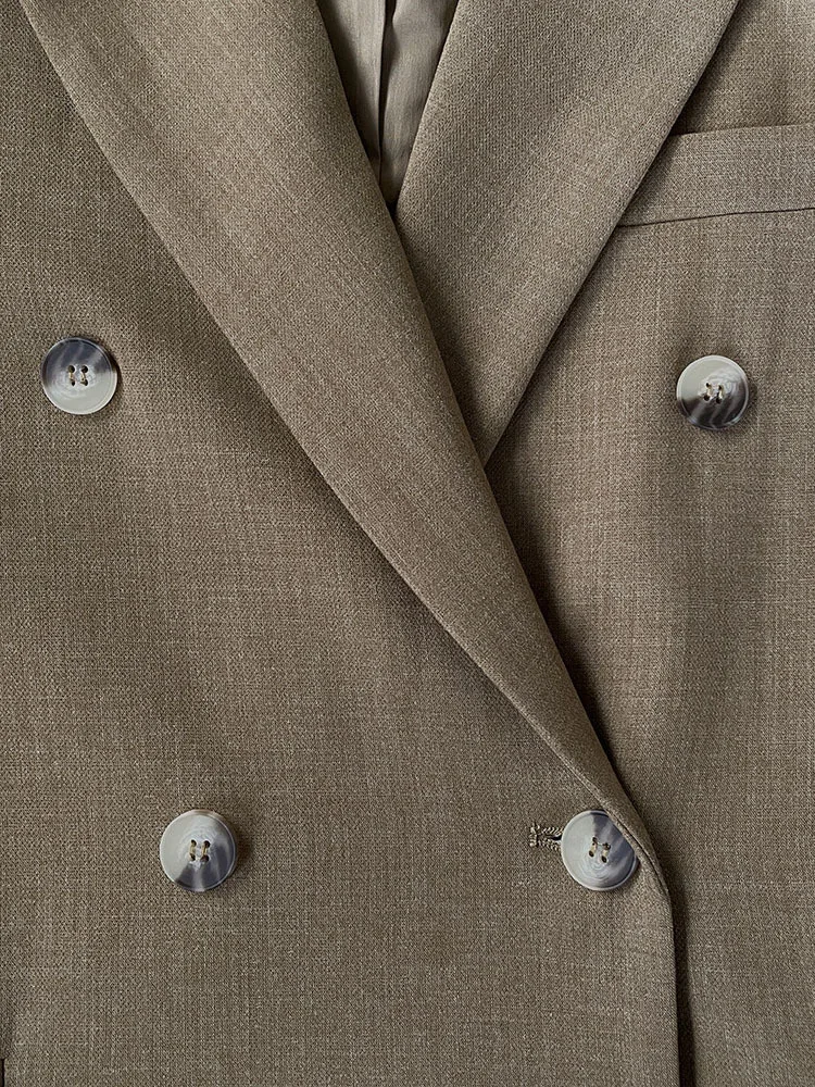 BZVW офисный женский длинный пиджак двубортный однобортный однотонный