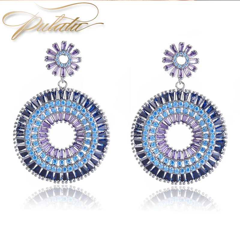 

PULATU Fairy Grunge Dangle Earrings Earrings for Women Round Accessories Designer Jewelry Crystal Earrings Pendientes Grandes