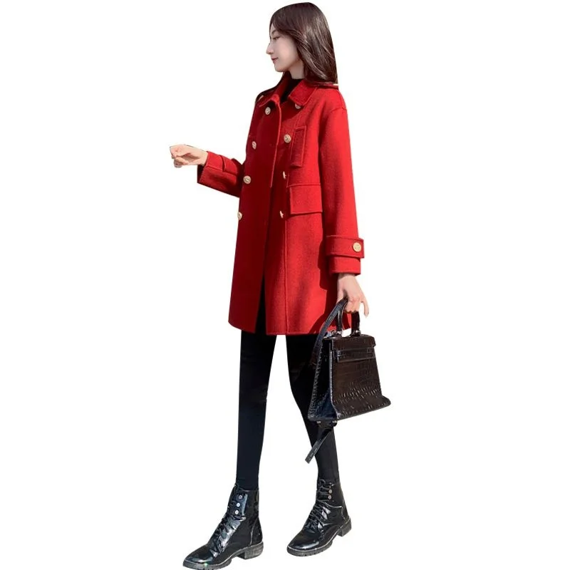 

New Fashion 2023 Autumn Women's Trench Coats Black Double Breasted Jacket Vintage Korean Clothing Casaco Feminino Inverno Gmm204