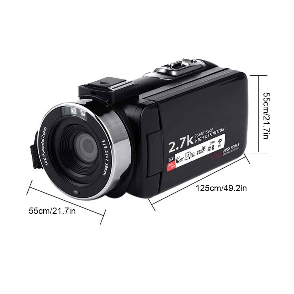 

Видеокамера 24MP с ночным видением, ЖК-камера, сенсорный экран 18x Digital зум-рекордер с микрофоном