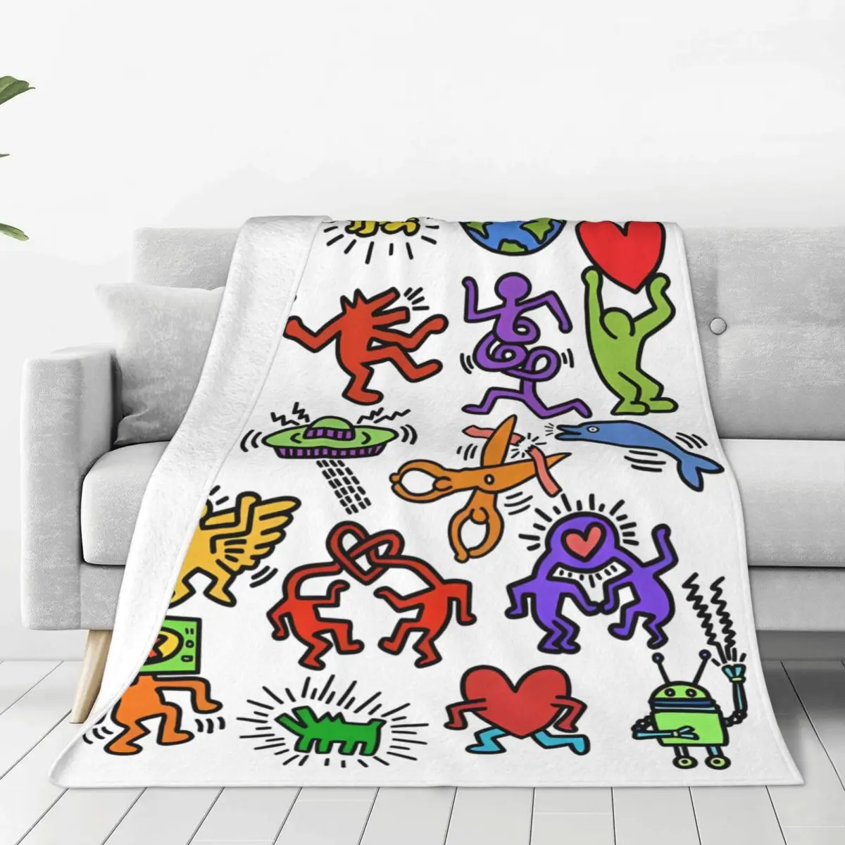 

Haring Comforter Bed Plush Soft Bed Blanket Uniform Bedding Baby Blanket colorful Cute funny animal animation Microfiber fluffy