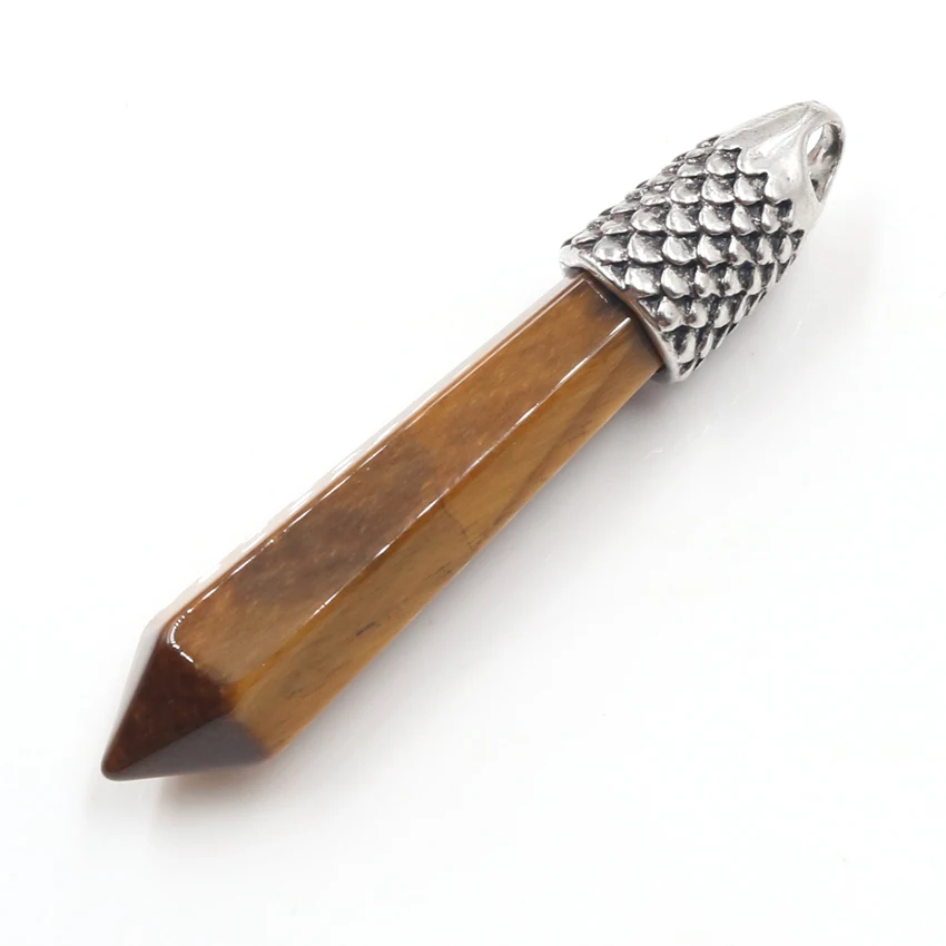 FYSL Посеребренная Шестигранная Призма тигровый глаз каменная Подвеска для