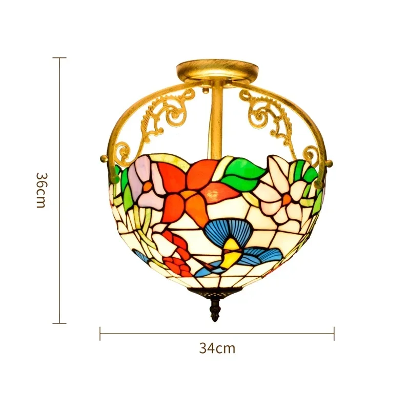 12 дюймов 30 см потолочный светильник Тиффани колибри цветы витражи полузаподлицо