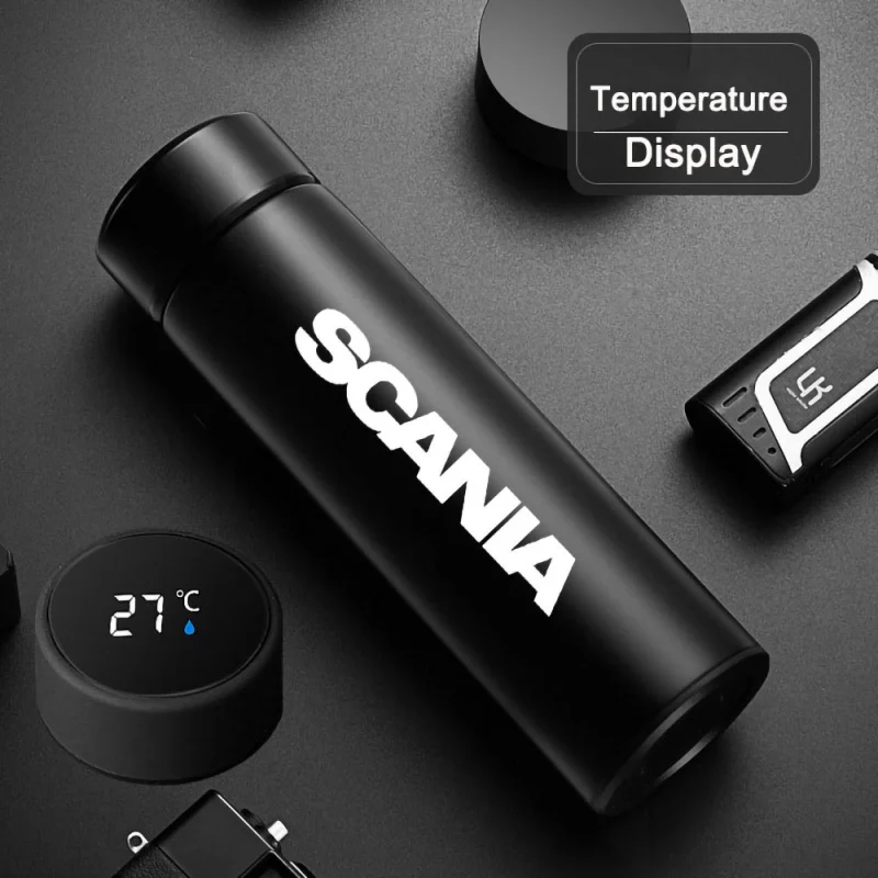 

500ml Portable Car Smart Thermos Mug Insulation Cup With Temperature Display For SAAB Scania Sonett 9000 900 9-7 Car Accessories