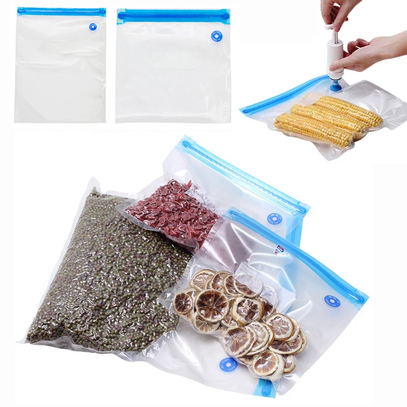 

Reusable Food Vacuum Compression Bag Zip Lock Leakproof Mini Transparent Bag Shrink Plastic Storage Bags Kitchen Organizer