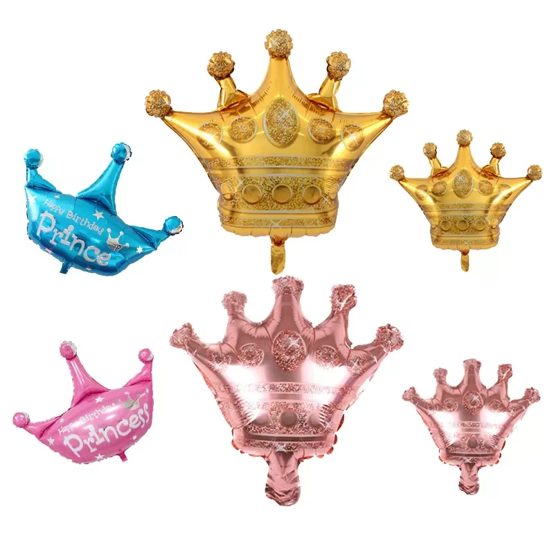 

large rose gold pink blue crown foil balloon children Birthday party decoration princess prince Balloon Baby Shower Ball